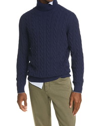 Brunello Cucinelli Cable Knit Cashmere Turtleneck Sweater