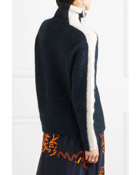 Ganni Evangelista Striped Knitted Turtleneck Sweater Navy