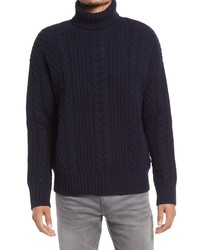 BOSS Nannos Cable Knit Wool Turtleneck Sweater