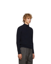 Lemaire Navy And Black Wool Turtleneck