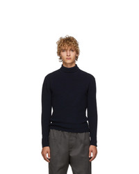 Lemaire Navy And Black Wool Turtleneck