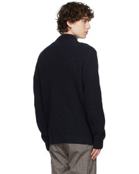 Paul Smith Navy Wool Mock Neck Sweater
