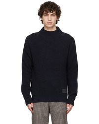 Paul Smith Navy Wool Mock Neck Sweater