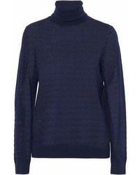 A.P.C. Pointelle Knit Wool And Silk Blend Turtleneck Sweater