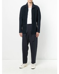 Homme Plissé Issey Miyake Ribbed Funnel Neck Zipped Cardigan