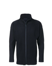Homme Plissé Issey Miyake Ribbed Funnel Neck Zipped Cardigan