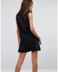 French Connection High Neck Lace Back Top