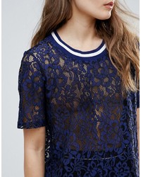 B.young Lace Top With Contrast Trim