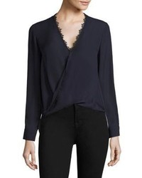 L'Agence Rosario Lace Trimmed Silk Top