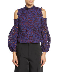 Alexis Siri Cold Shoulder Lace Blouse Navy