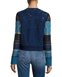 Elie Tahari Suri Colorblock Lace Bomber Jacket