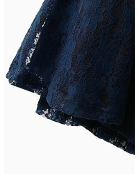 Choies All Over Lace A Line Dress In Blue