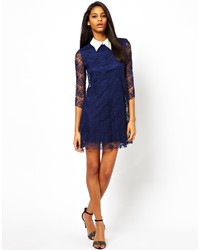 TFNC Lace Shift Dress With Contrast Collar