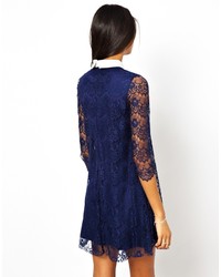 TFNC Lace Shift Dress With Contrast Collar