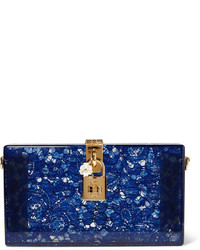 Dolce & Gabbana Lace And Perspex Box Clutch Blue