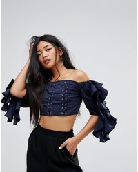 Missguided Corset Lace Up Crop Top