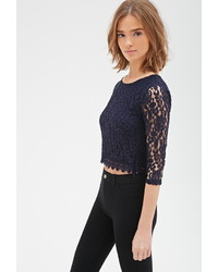 Forever 21 Crochet Trim Lace Top