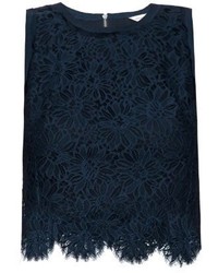 Rebecca Taylor Floral Lace Cropped Top