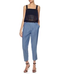3.1 Phillip Lim Navy Lace Tank Cropped Top