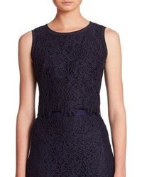Rebecca Taylor Sleeveless Lace Cropped Top