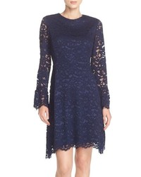 Betsey Johnson Bell Sleeve Lace A Line Dress Size 8 Blue