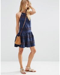 Asos Collection Cotton Mini Sundress With Lace Inserts