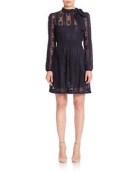 RED Valentino Lace Tie Neck A Line Dress