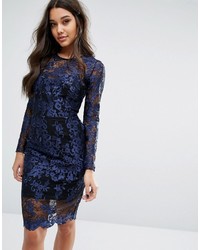 Lipsy Long Sleeve Lace Dress With Contrast Lining