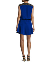 Karina Grimaldi Riley Lace Shoulder Mini Dress Blue