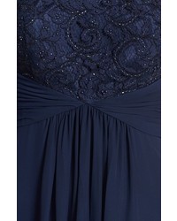 Eliza J Beaded Lace Chiffon Gown
