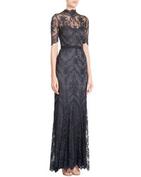 Catherine Deane Floor Length Gown With Lace Overlay