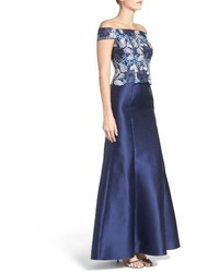 Adrianna Papell Guipure Lace Mikado Gown