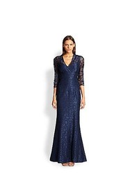 Kay Unger Lace Gown Navy