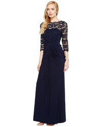 Adrianna Papell Lace And Draped Jersey Gown Dress