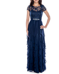 Decode 1.8 Lace Bodice Tiered Ruffle Gown