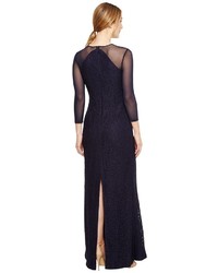 Adrianna Papell Lace Modified Mermaid Gown Dress