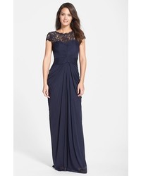 Adrianna Papell Lace Yoke Drape Gown