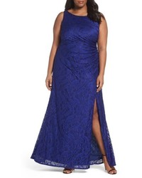 Adrianna Papell Plus Size Cowl Back Stretch Lace Gown