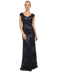 Adrianna Papell Sequin Lace Cap Sleeve Gown