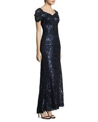 Tadashi Shoji Sequined Lace Off Shoulder Sweetheart Gown