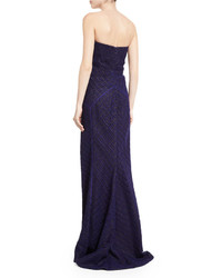 J. Mendel Strapless Lace Mermaid Gown Imperial Blue