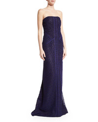 J. Mendel Strapless Lace Mermaid Gown Imperial Blue