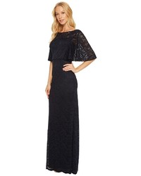 Adrianna Papell Stretch Lace Caplet Gown Dress