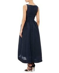 Monique Lhuillier Tea Length Gazar Gown Blue