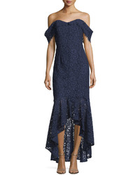 Shoshanna Vanowen Lace Off The Shoulder High Low Evening Gown