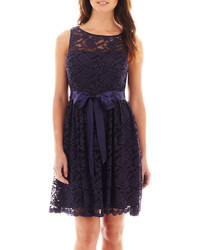 Navy Lace Fit and Flare Dress