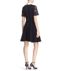 Ted Baker London Dixxy Contrast Trim Lace Bodice Fit Flare Dress