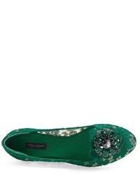 Dolce & Gabbana Dolcegabbana Crystal Lace Pointy Toe Flat