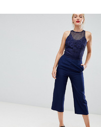 Little Mistress Tall Lace Applique Top Jumpsuit In Navy