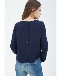 Forever 21 Lace Paneled Pintucked Blouse